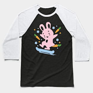 Skateboarding Cute Easter Bunny Baseball T-Shirt